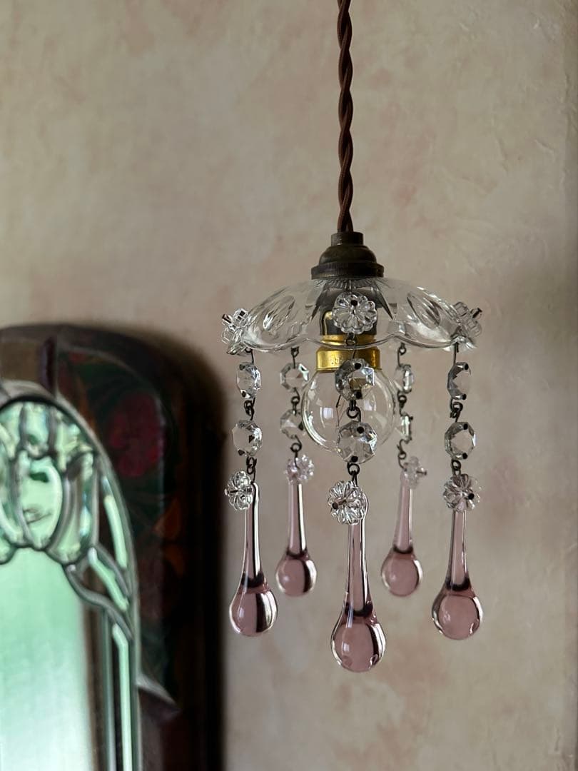 20's フランス アンティーク ピンクムラーノガラスの可愛いミニ