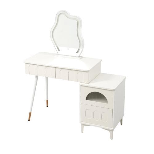 ドレッサー 化粧台 3色調節 鏡台 LEDミラー コンパクト 女優 引き出し付き ドレッサー 化粧台 女優ミラー 3色LEDライト付き 鏡台 ドライヤー
