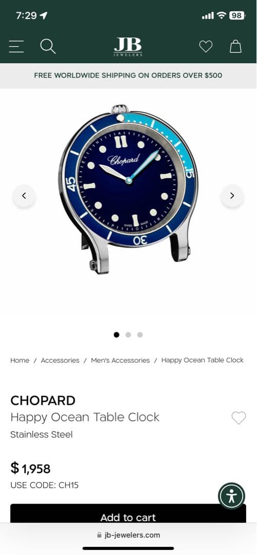 Chopard ショパール ハッピーオーシャン 卓上時計 テーブルクロック