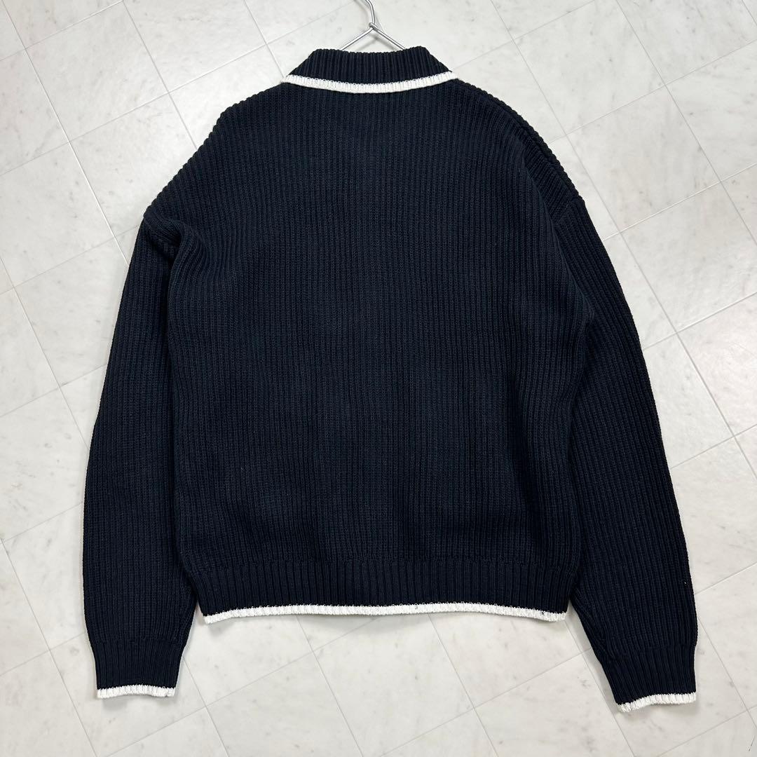 新品〉ZARA ザラ【XL】コントラストリブニットカーディガン 黒