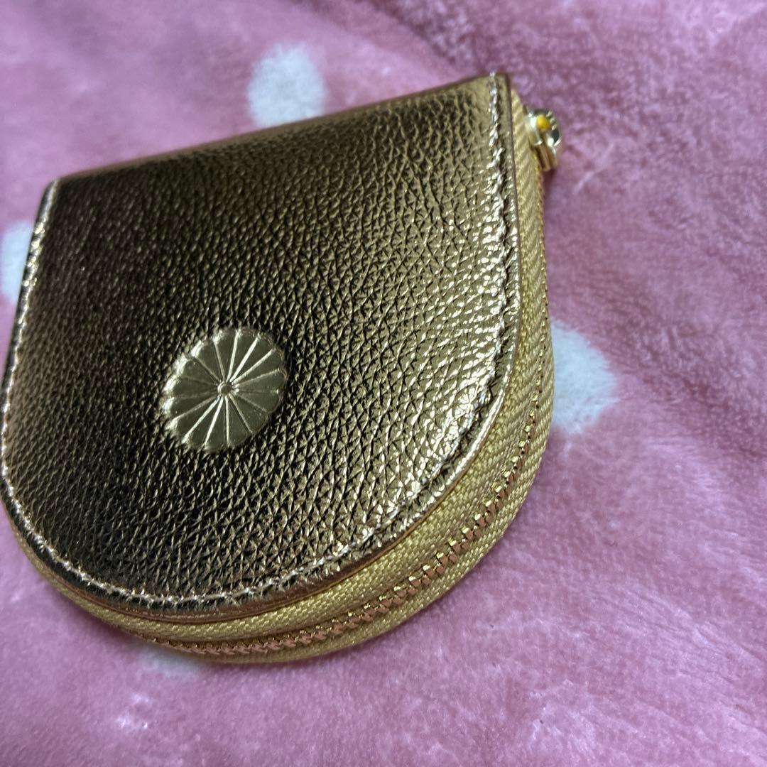 皇居　財布　ゴールド レザー ケース 即日発送】皇居 長財布 本革 ゴールド 金/コインケース 小銭入れ