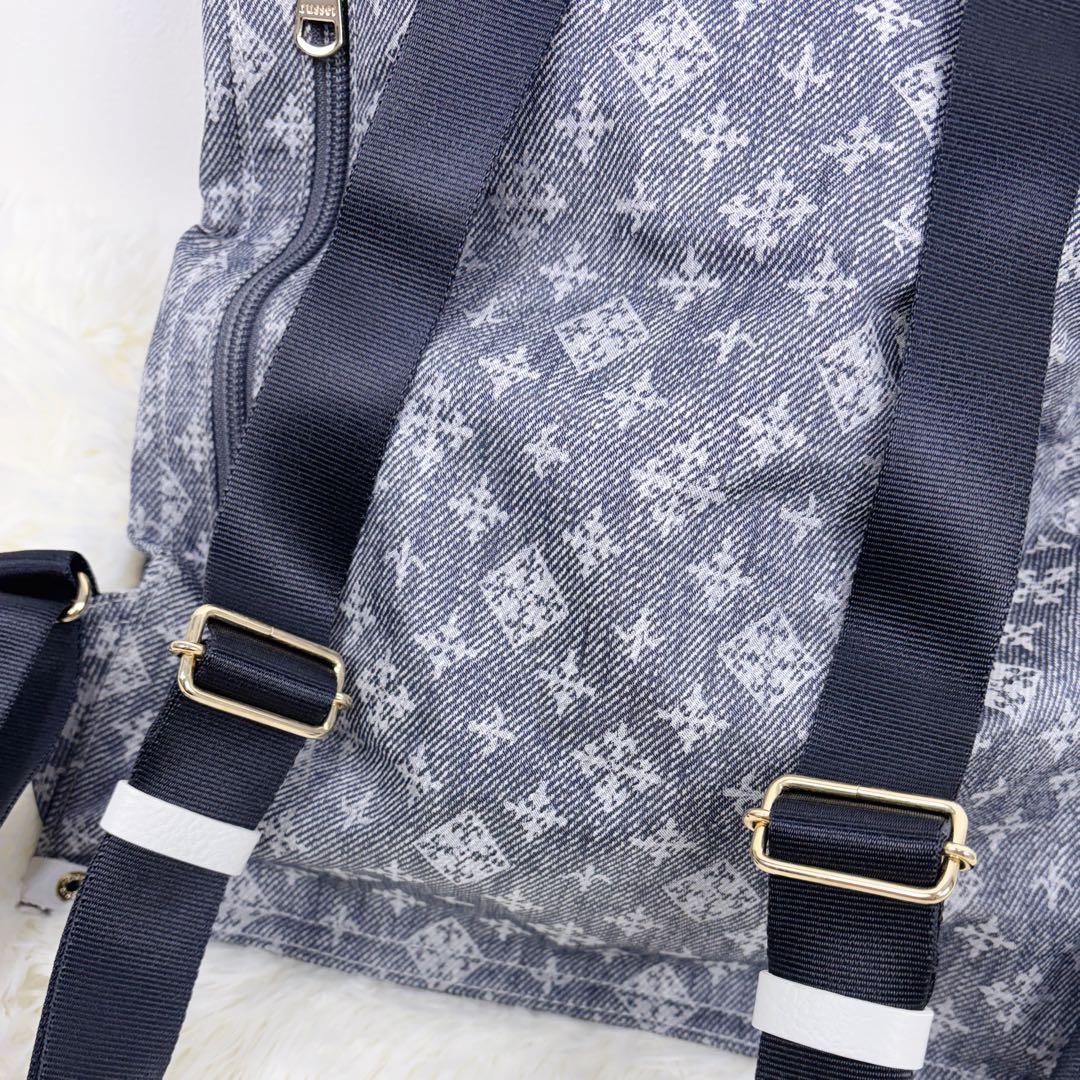 新品タグ有 極美品◇russet 折りたためるデニムプリント リュック