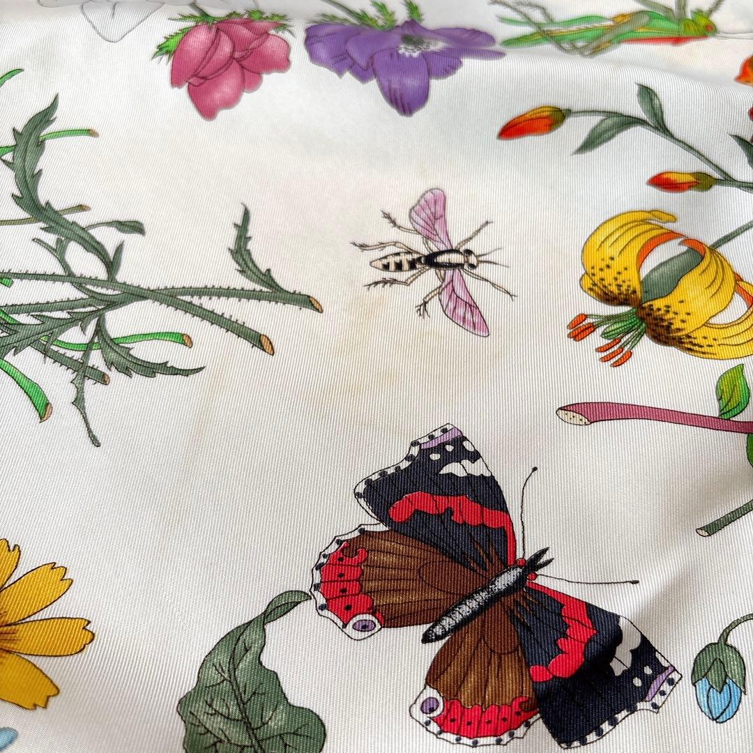 春夏 GUCCI 花と昆虫 大判 スカーフ ヴィンテージ フローラ イタリア製