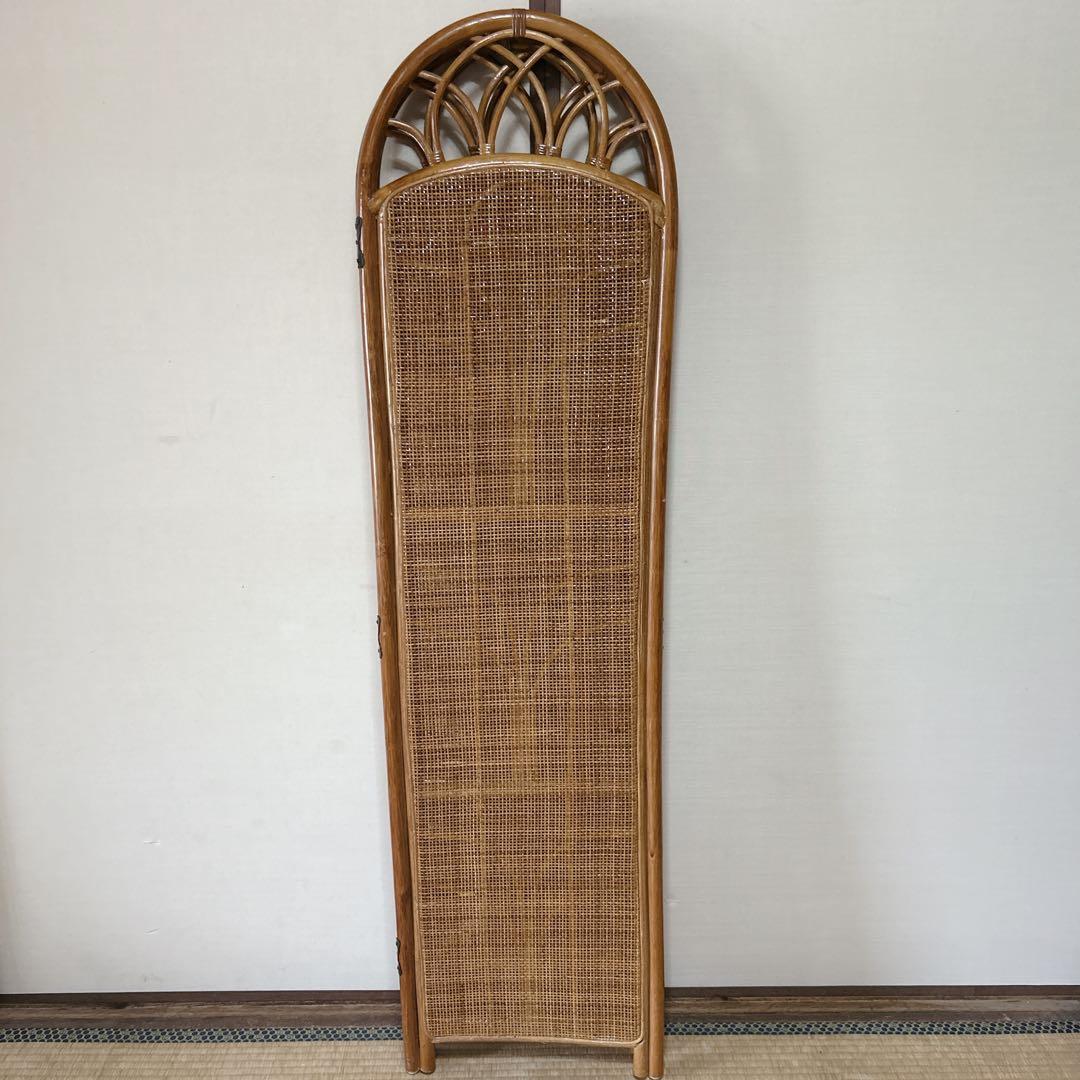 798】ラタン製 パーテーション 3連パネル 昭和レトロ VINTAGE