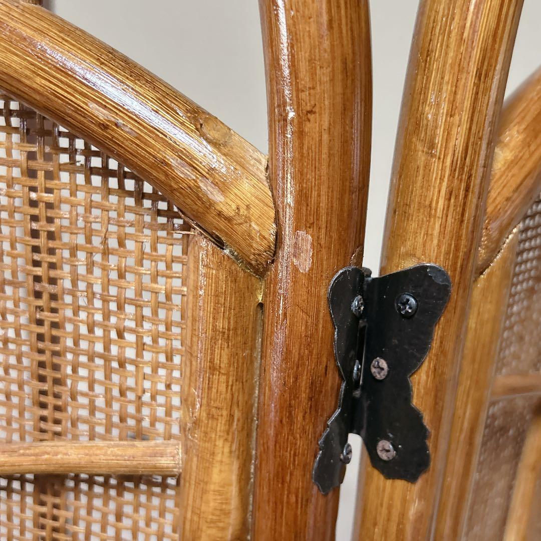 798】ラタン製 パーテーション 3連パネル 昭和レトロ VINTAGE