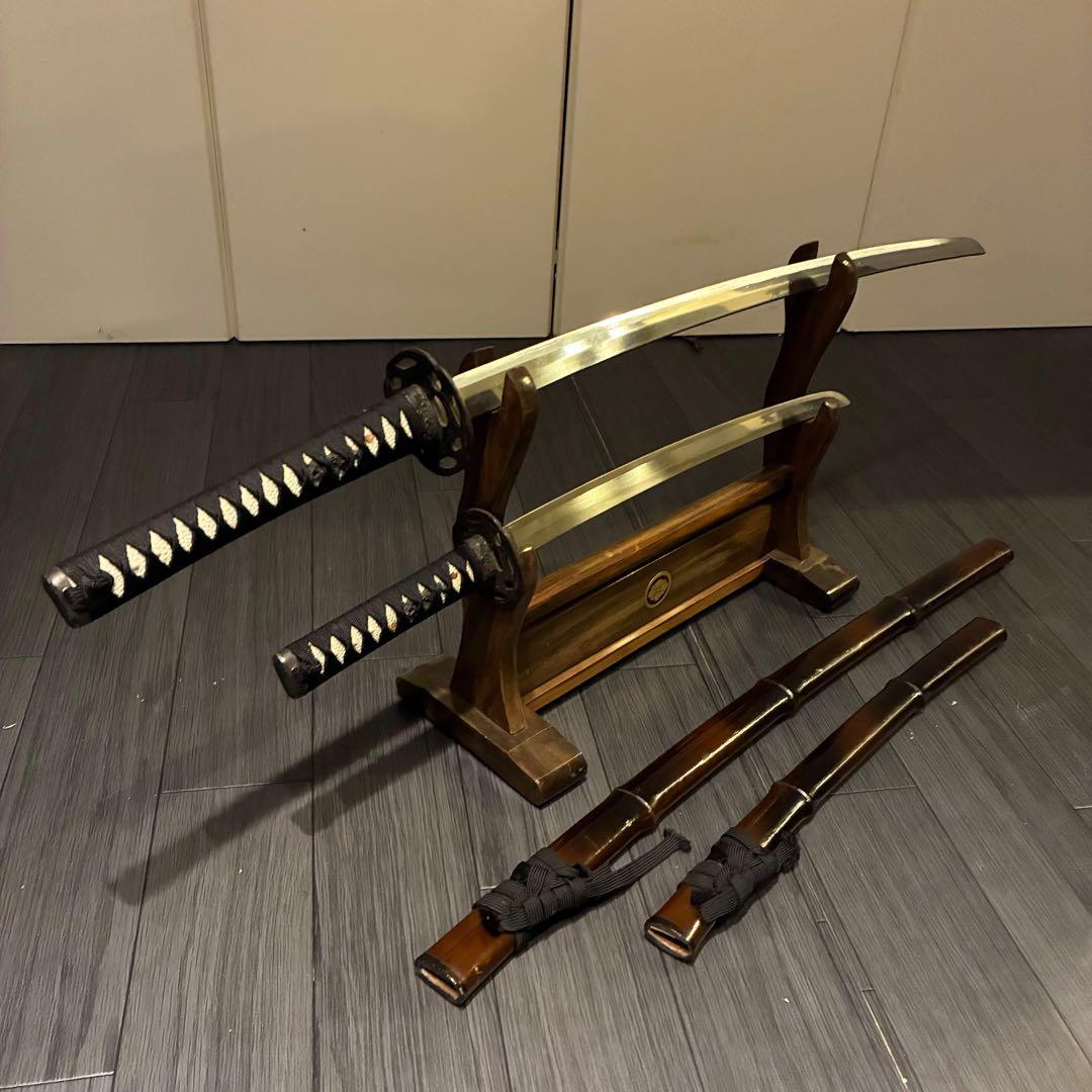 希少品 竹鞘 大小セット 竹筒拵 高級模造刀 居合刀 竹鞘太刀 2本セット