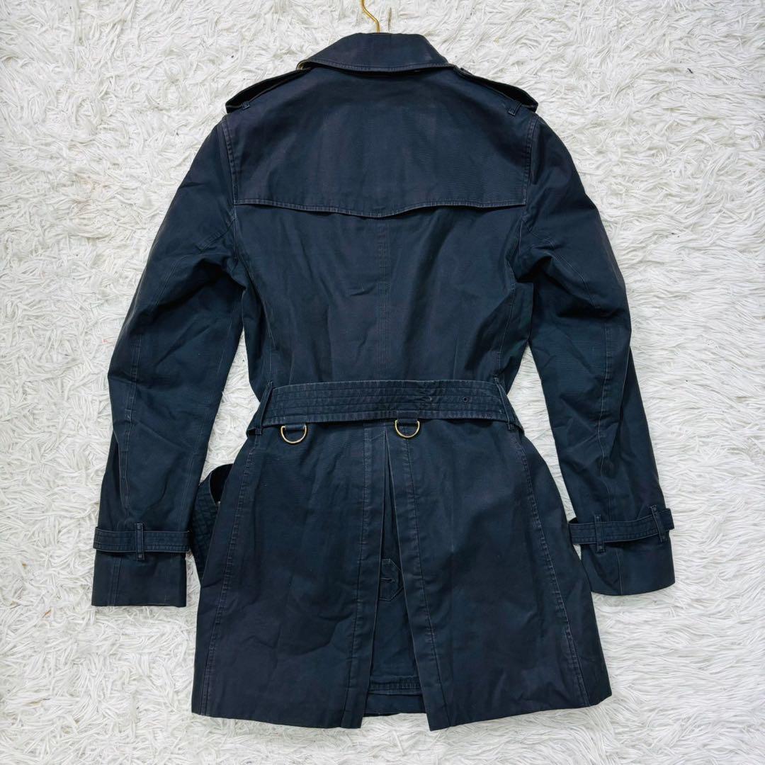 美品 バーバリー 現行 サンドリンガム トレンチコート 紺 ヘリテージ