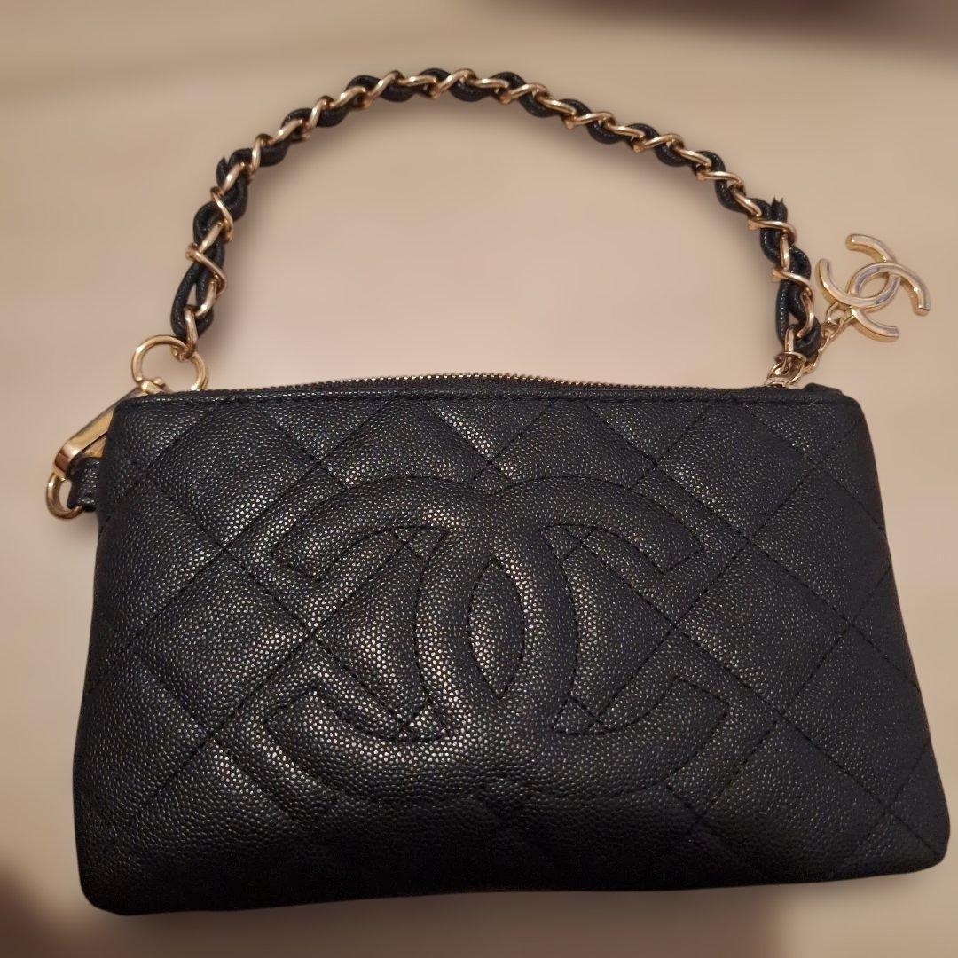 CHANEL ブラック キルティング ポーチ 楽天市場】【新品】 シャネル ミニポーチ カードポケット付き