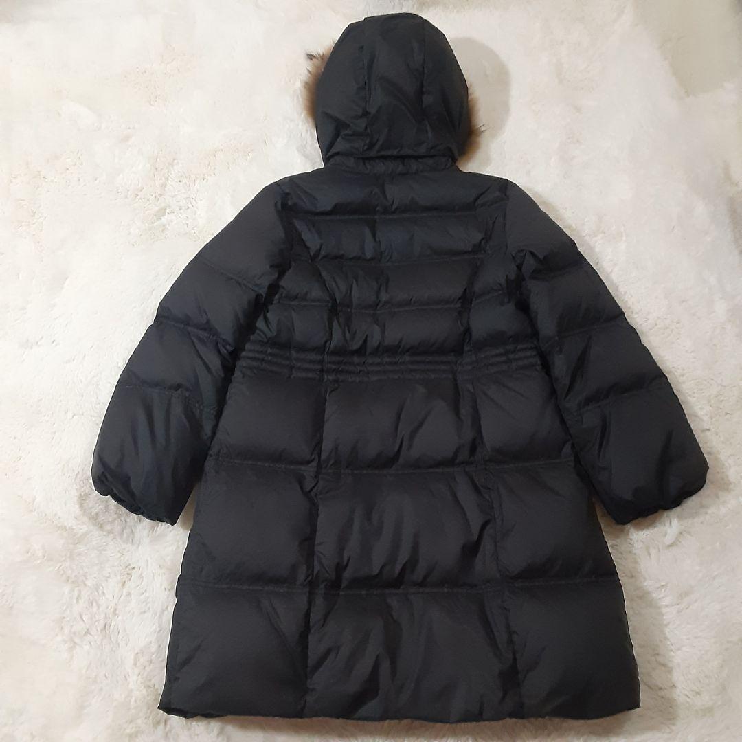 ローラアシュレイ 大きめサイズ13 XL ダウンコート ラクーンファー 黒 美品