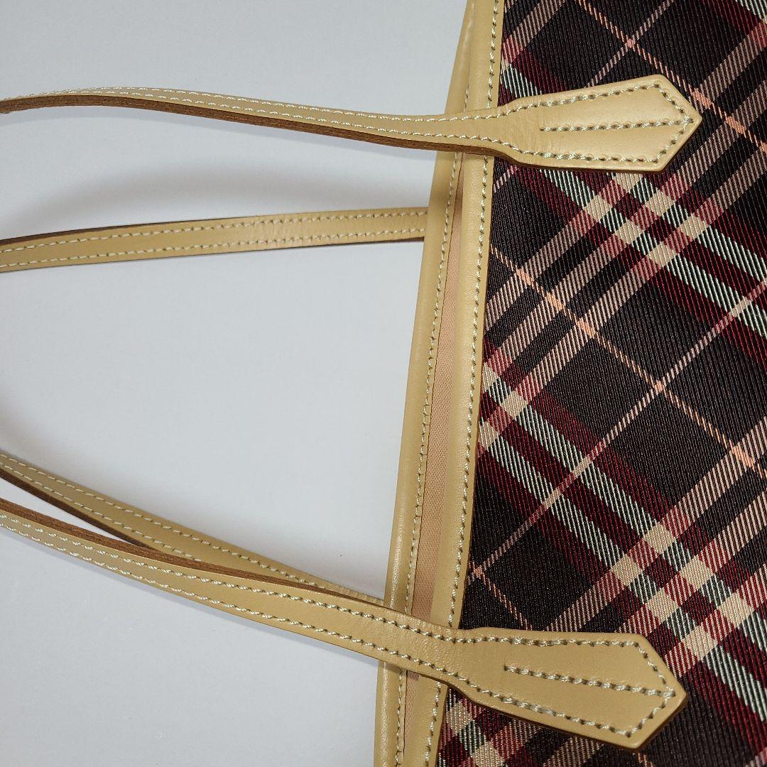 d*2様 バーバリー・ブルーレーベルチェック柄ボルドー/トートバッグ