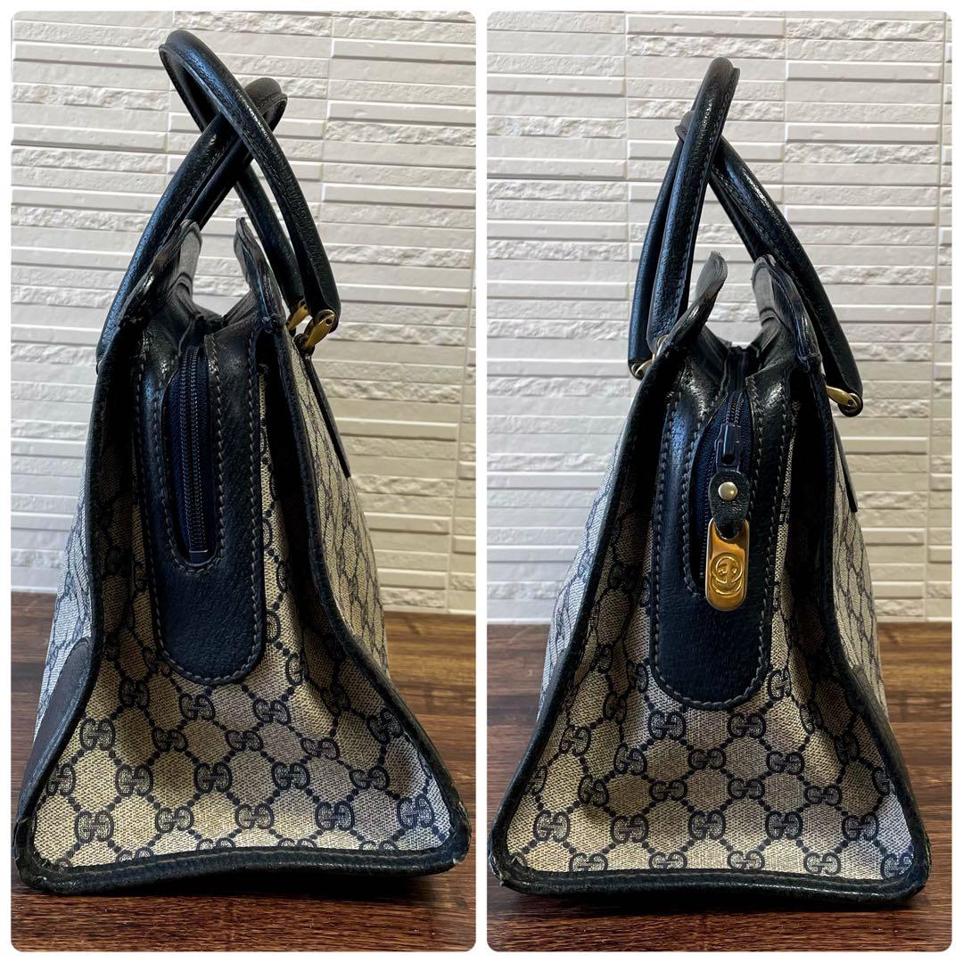 グッチ GGスプリーム PVC レザー オールド ボストン ハンド バッグ