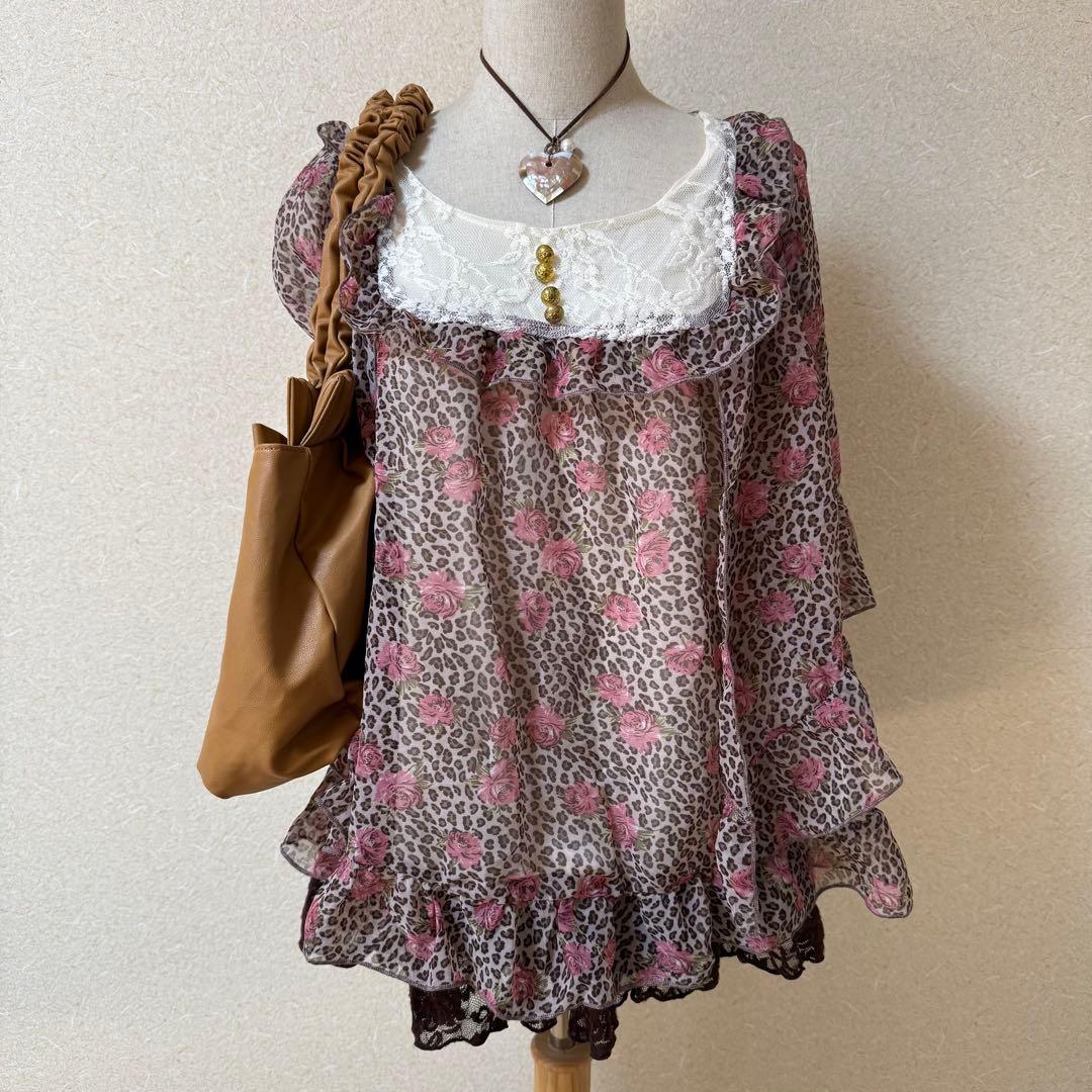 ౨ৎ⋆˚。フェアリーグランジ 森ガール ポンチョ 姫ギャル ヒョウ柄