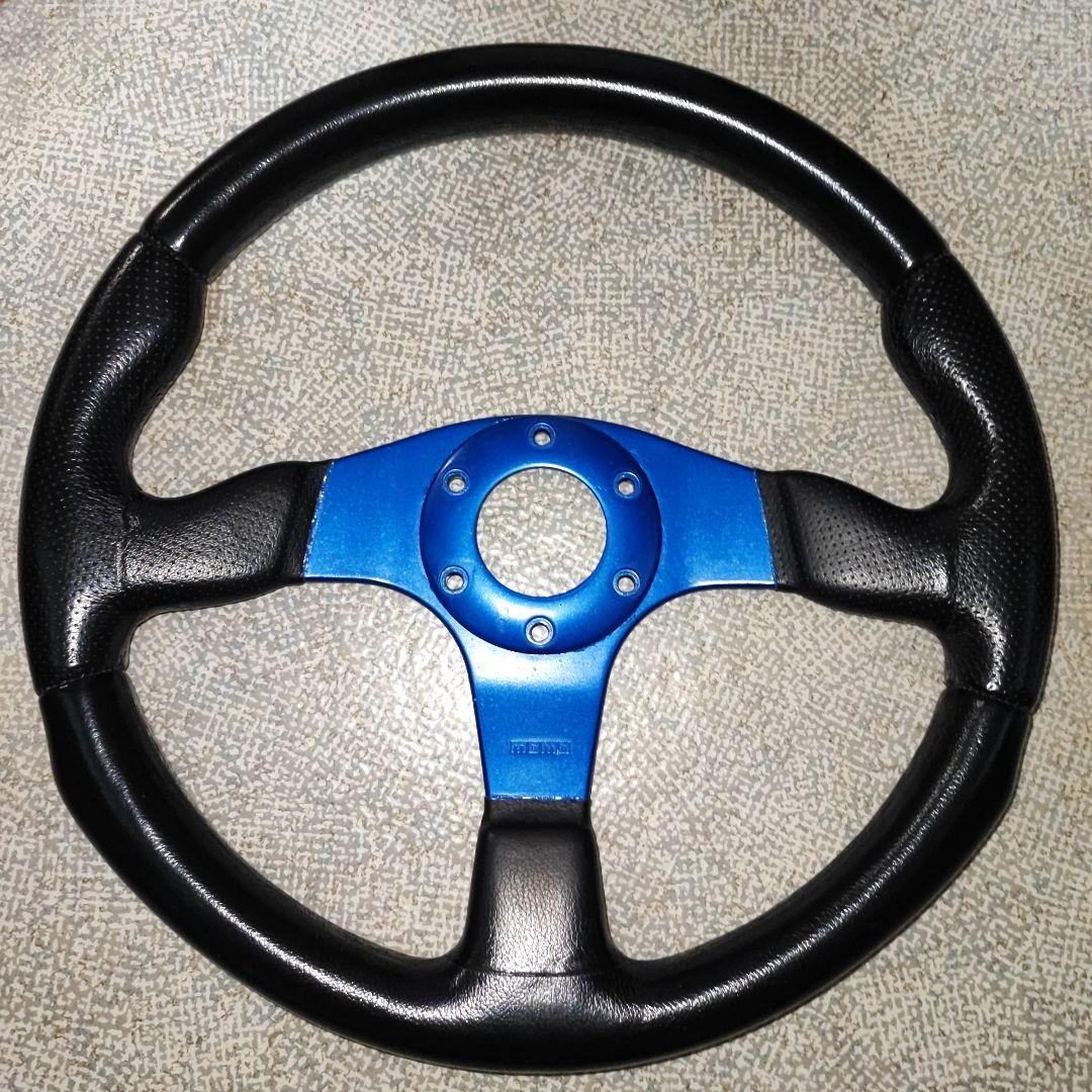 MOMO ステアリングホイール 青 35π - メルカリ