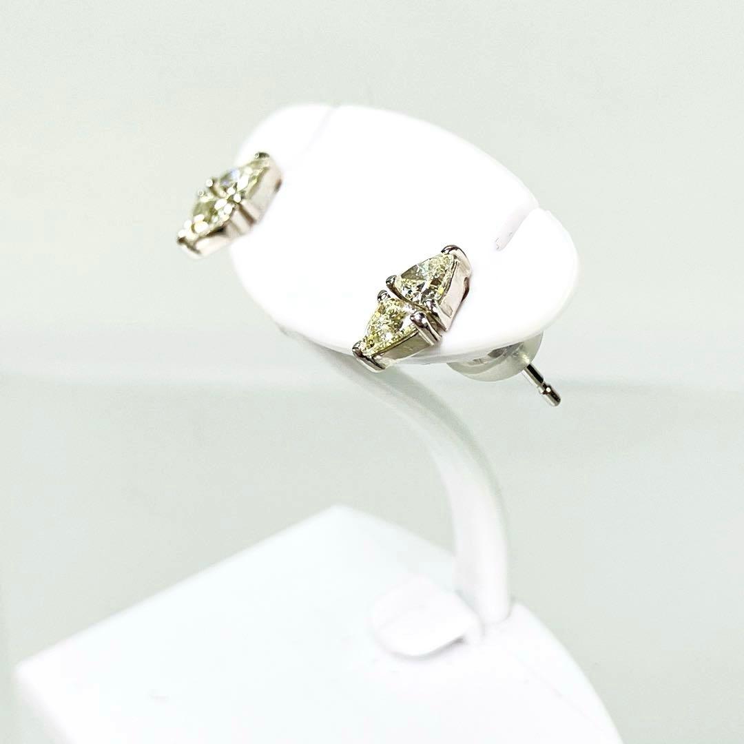 Pt900 トライアングルカット 天然ダイヤモンド ピアス D: 0.410ct