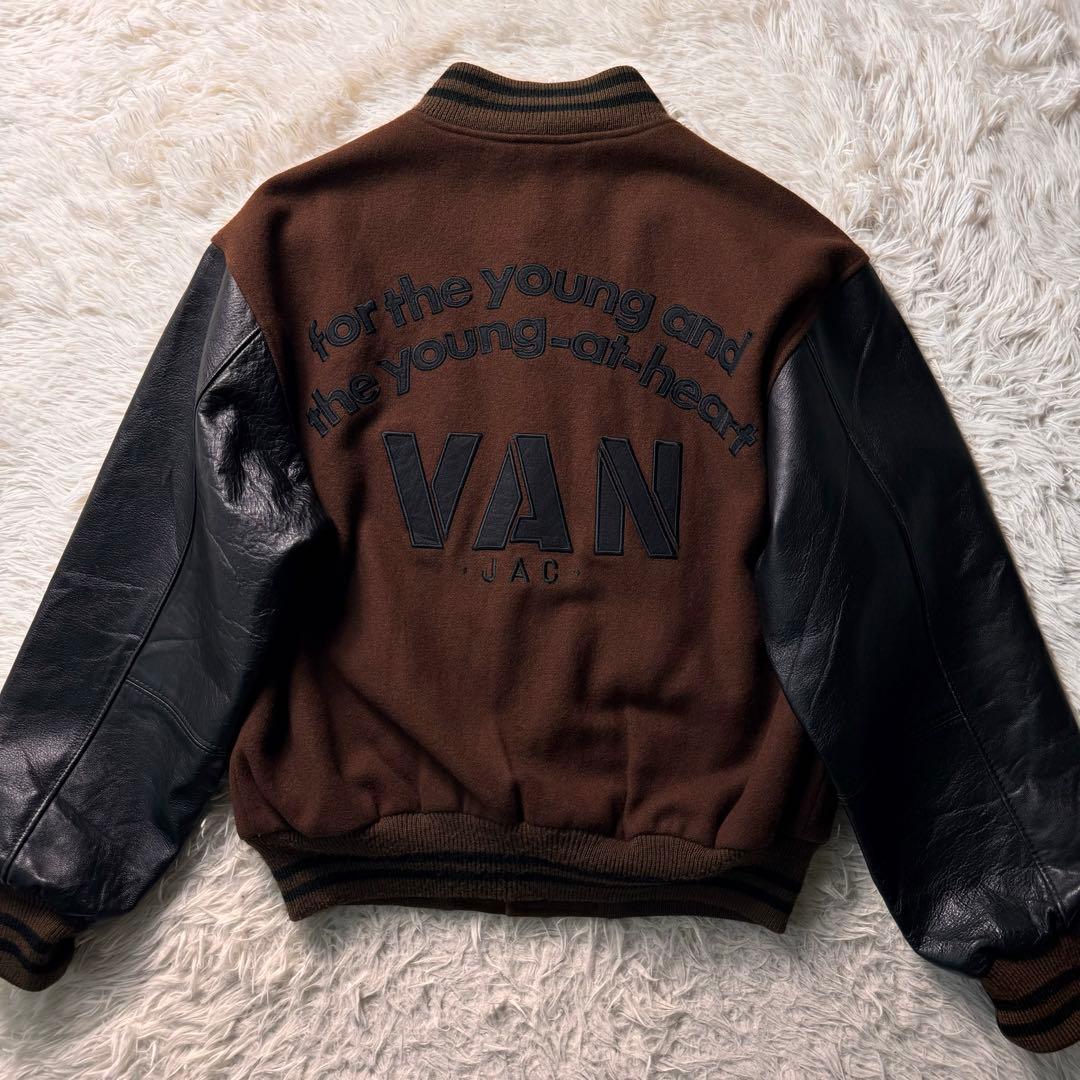 激レア✨VAN JACKET スタジャン 茶×黒 袖レザー Lサイズ - メルカリ