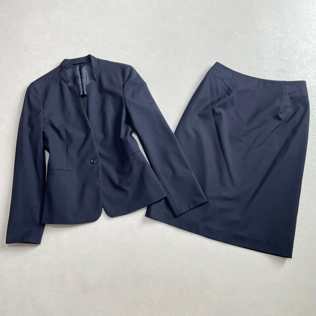 美品 アンカーウーマン ノーカラージャケット スカートスーツ 9号