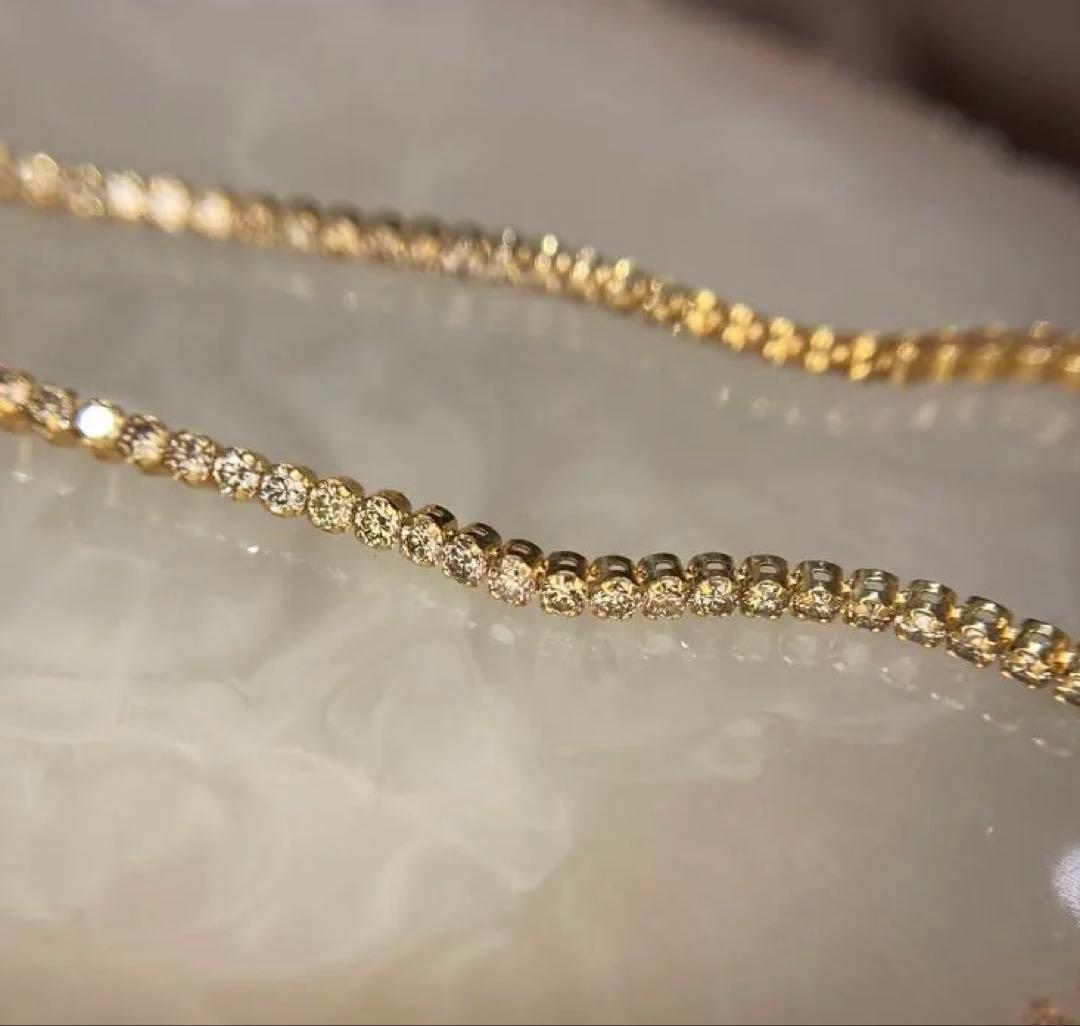 【新品未使用】K18 天然ダイヤモンド　テニスブレス　2.0ct