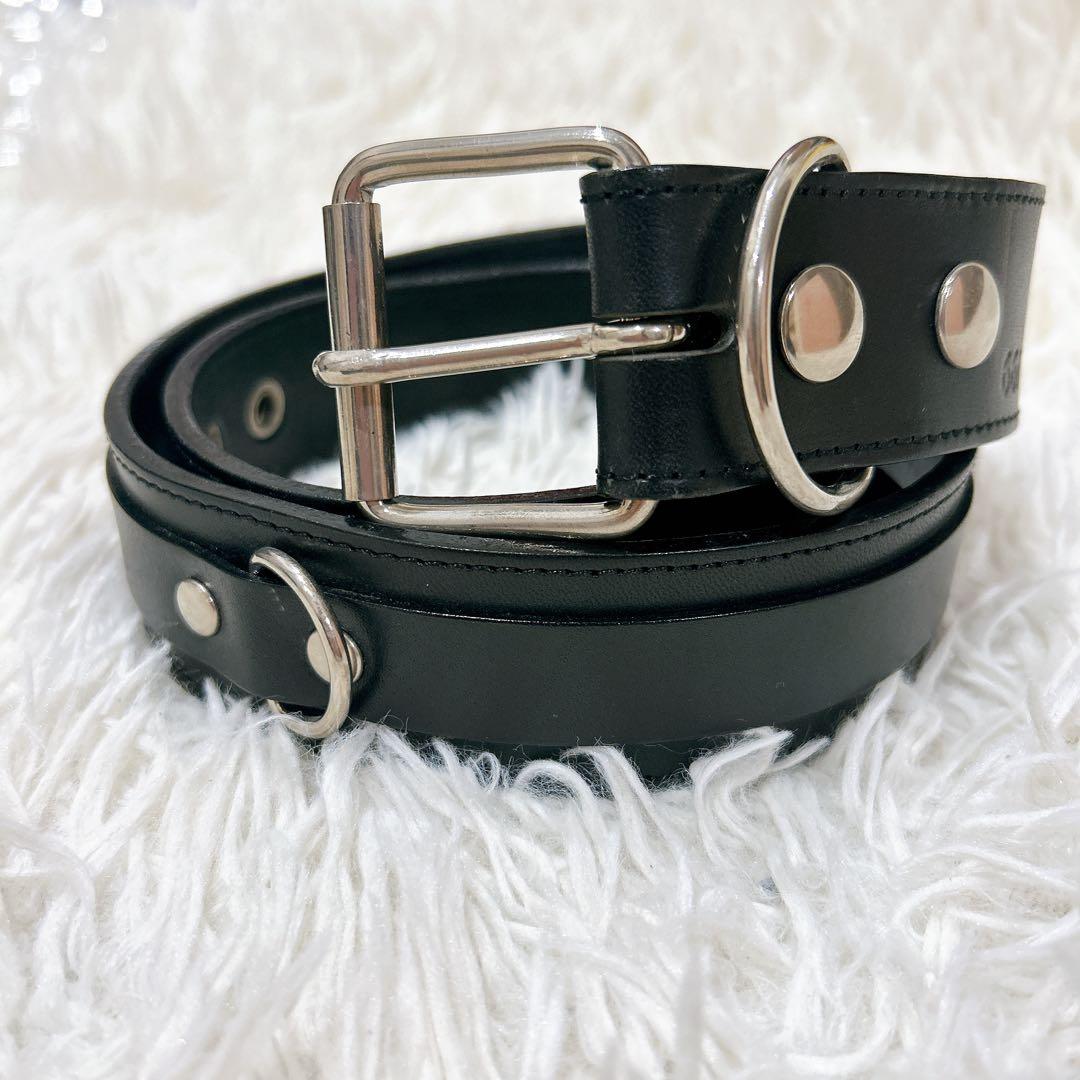 666 レザー　ベルト　金具　スタッズ　ブラック　サイズM 正規取扱店666 Studded Gear 666スタッデッドギア 2連ピラミッド
