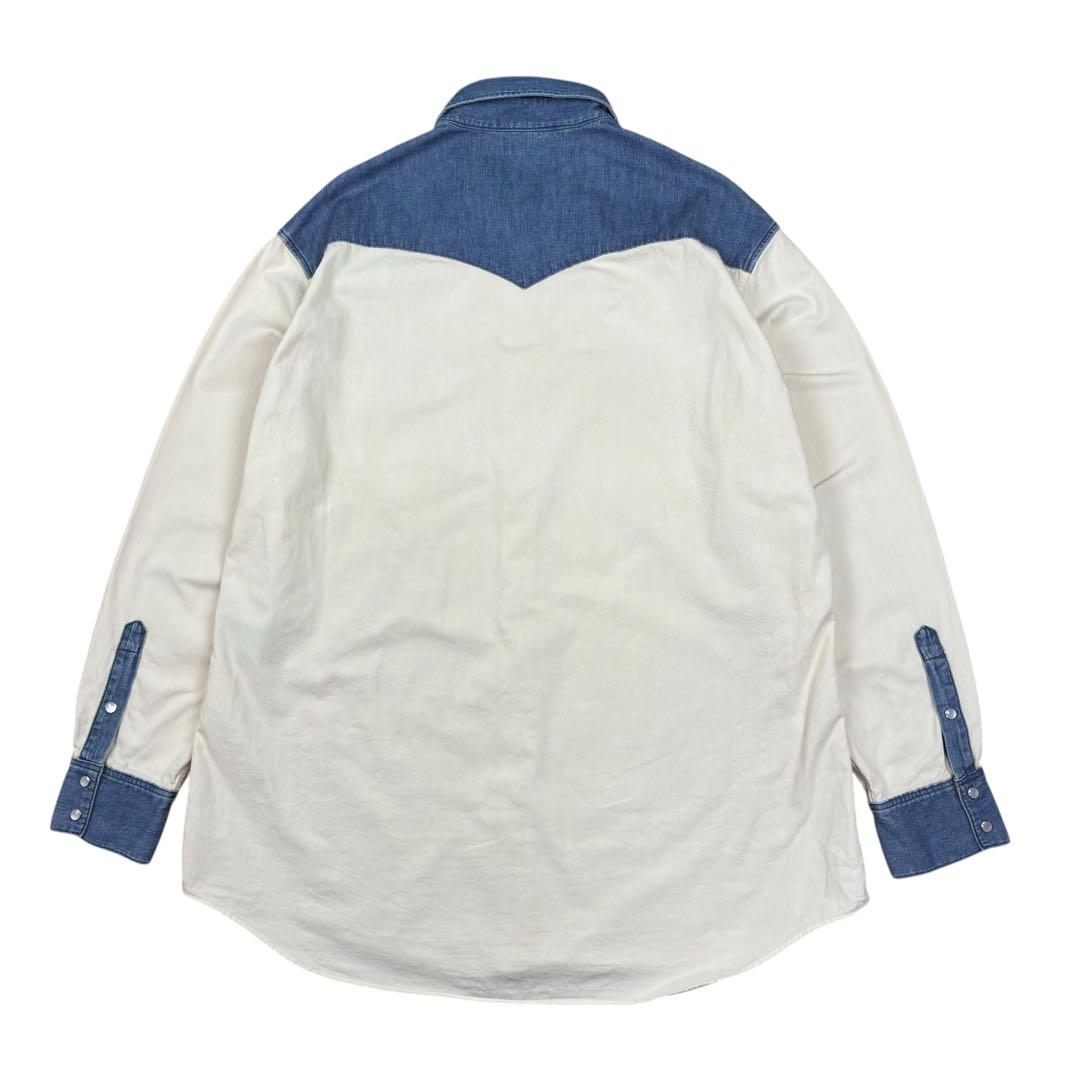 エディ期 CELINE ウエスタン シャツ デニム 切り替え オフホワイト XL
