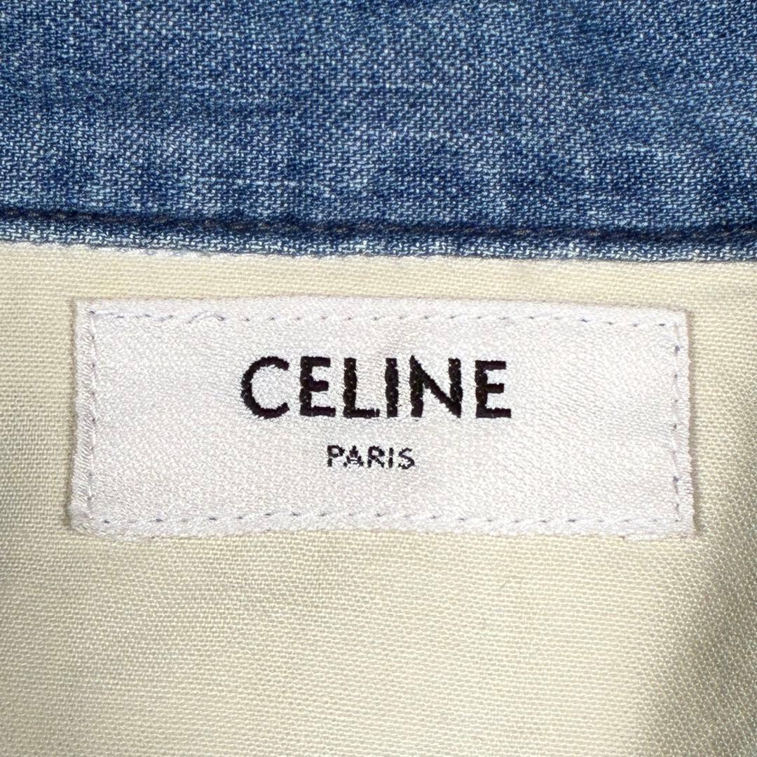 エディ期 CELINE ウエスタン シャツ デニム 切り替え オフホワイト XL