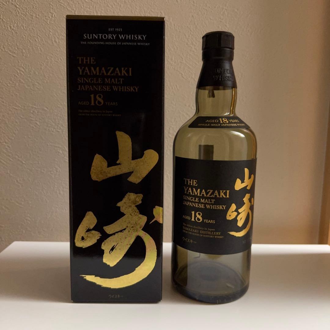 山崎18年 シングルモルト ウイスキー 空瓶＋箱 未洗浄 - メルカリ