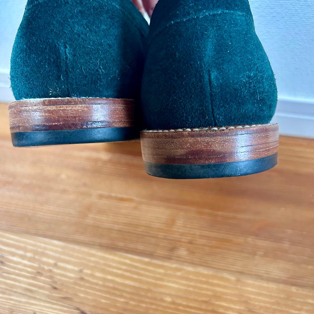 CAMINANDO スウェードローファー アシンメトリー グリーン メキシコ製