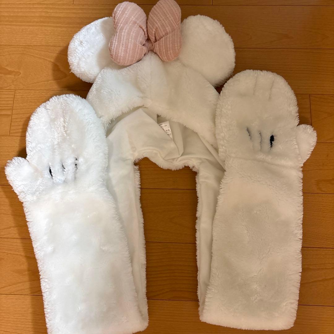 マフラーキャップ ミニー 白 - メルカリ