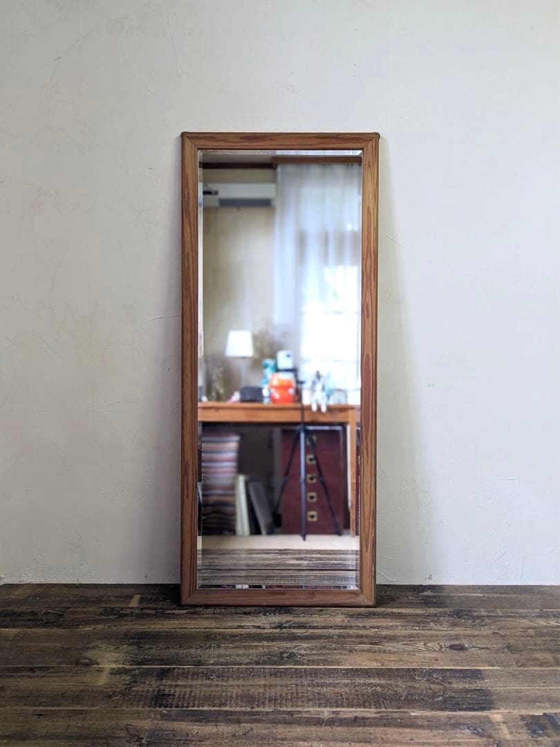 木製ナチュラルスタンドミラー 縦長 全身鏡 天然木（オーク）の無垢材を使用したスタンドミラー 全身鏡 姿見