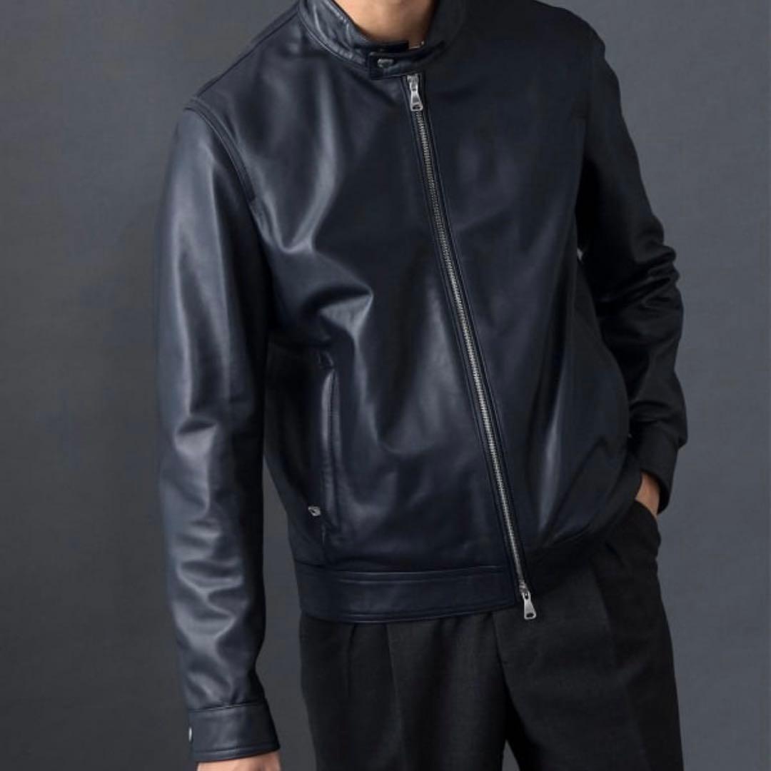 専用】EMMETI Juri シングルライダースジャケット 羊革 濃紺 46 - メルカリ