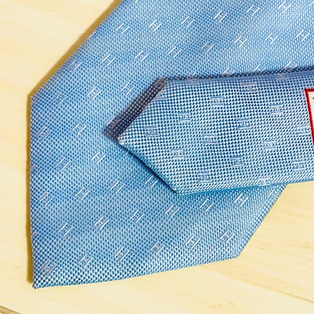 HERMES エルメス ネクタイ ファソネ H柄 H織 ブルー 青 シルク - メルカリ