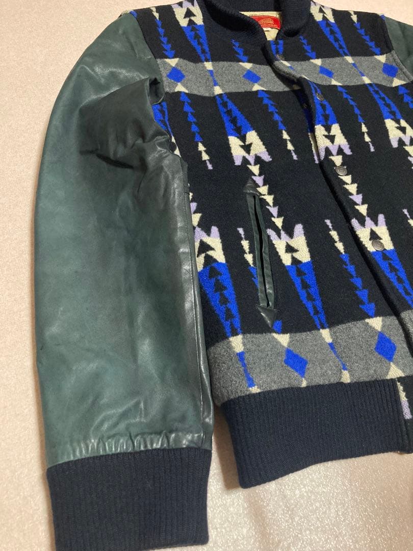 美品 indian Motocycle ネイティブ柄 レザースリーブ ジャケット