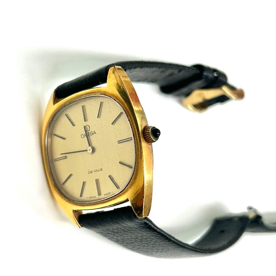 オメガ デビル 手巻き ゴールド文字盤 腕時計 メンズ ビンテージ