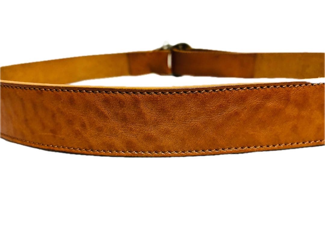 美品】アンドレアグレコ レザーベルト ダブルリングバックル ブラウン