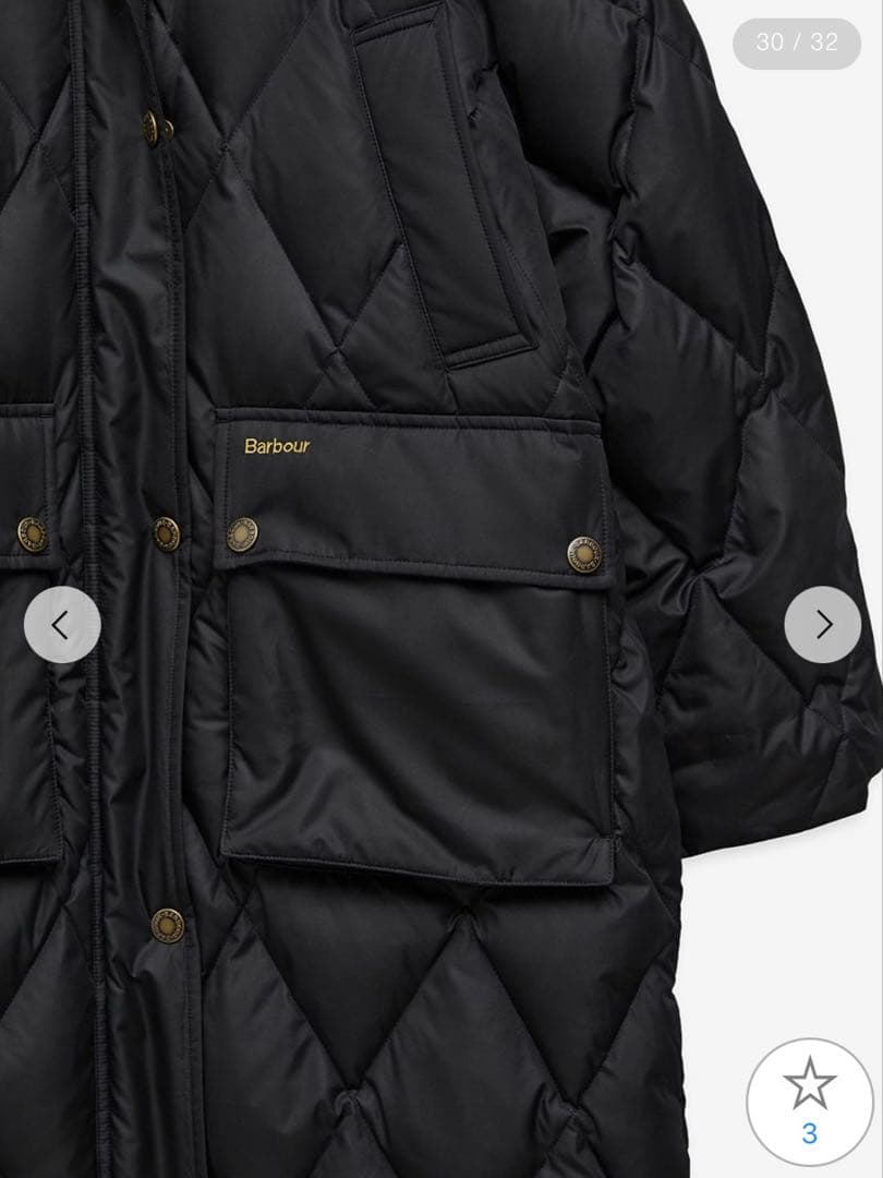 Barbour Yasminキルティング ダウン ジャケット ロング タグ有り