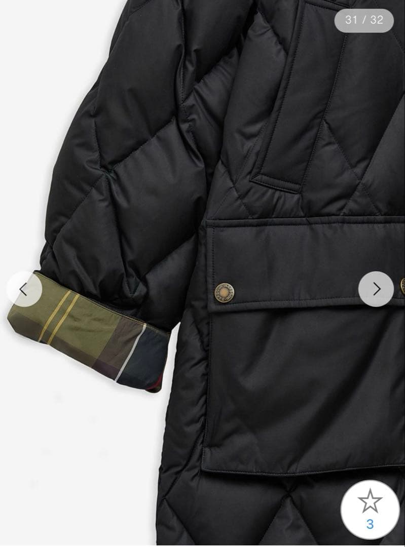 Barbour Yasminキルティング ダウン ジャケット ロング タグ有り