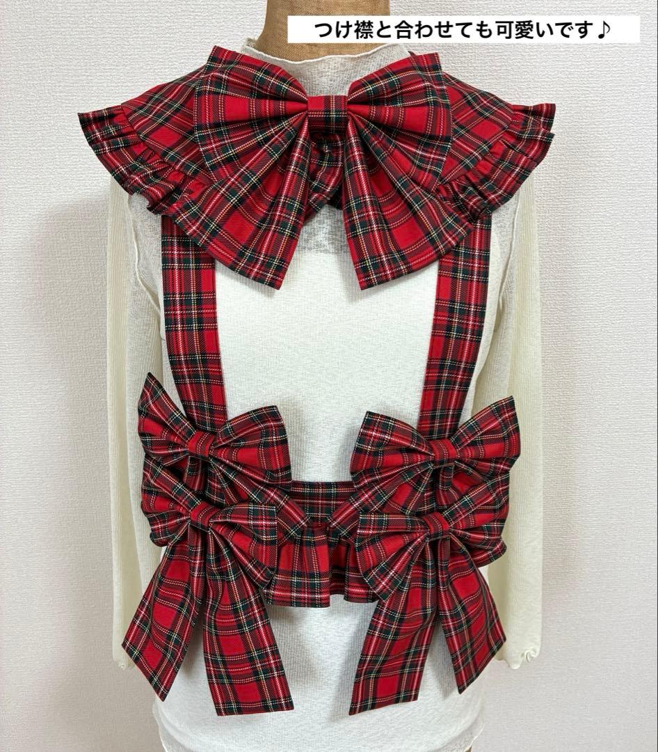 ビッグリボンハーネス 赤タータンチェック [ハンドメイド] - メルカリ