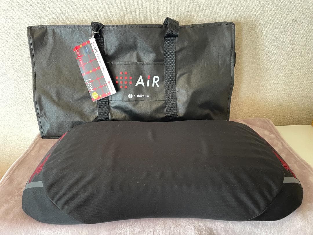 西川☆最高級枕 エアー4DX LOW ピロー ☆専用袋付き エアー4DX] ピロー （低め）62×38×11cm レッド（低め） 側地