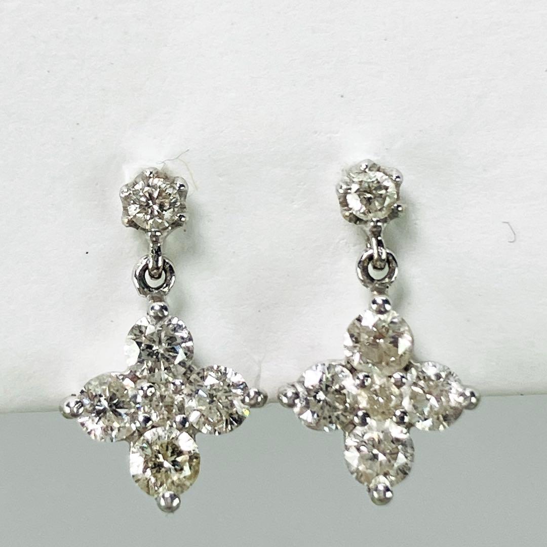 K18WG ダイヤモンド ピアス D: 0.50ct