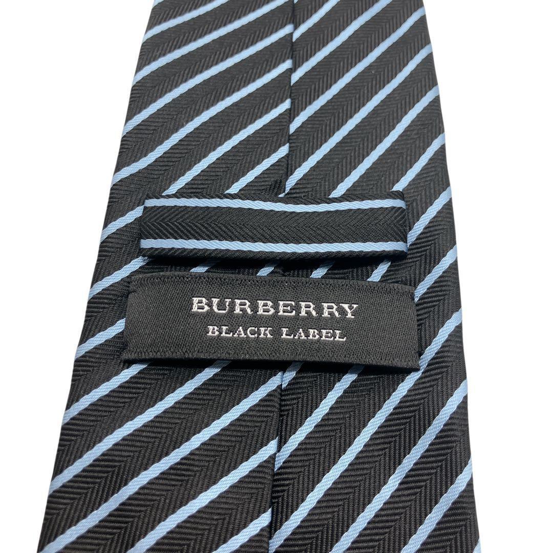 未使用級】BURBERRY バーバリー ネクタイ ストライプ 肉厚 ブラック