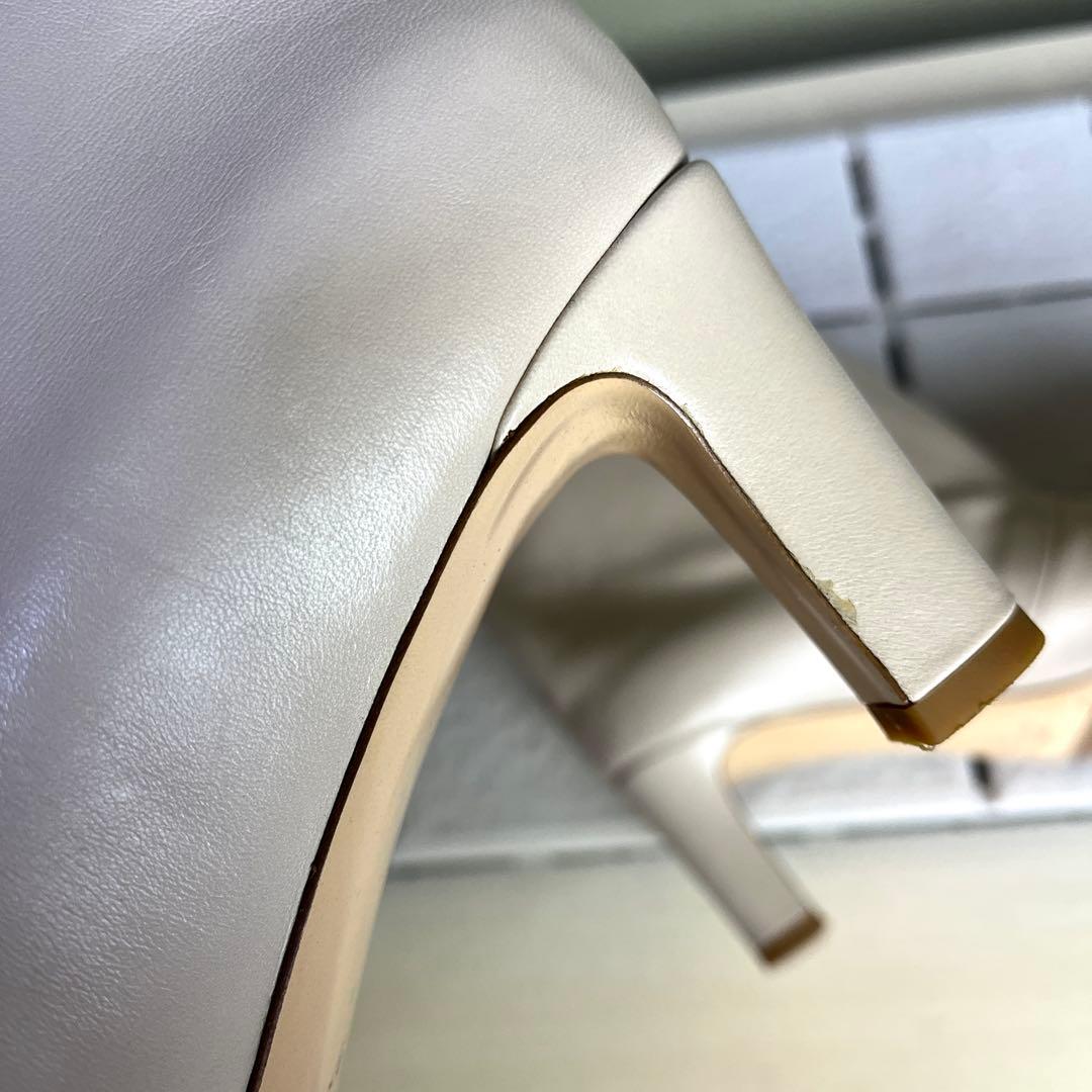 37 ネブローニ ロングブーツ ホワイト 白 レザー 23.5 24