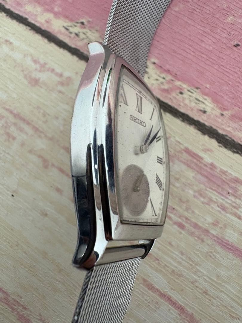 希少 SEIKO スモールセコンド 白ローマン ブルースチール針 稼働品