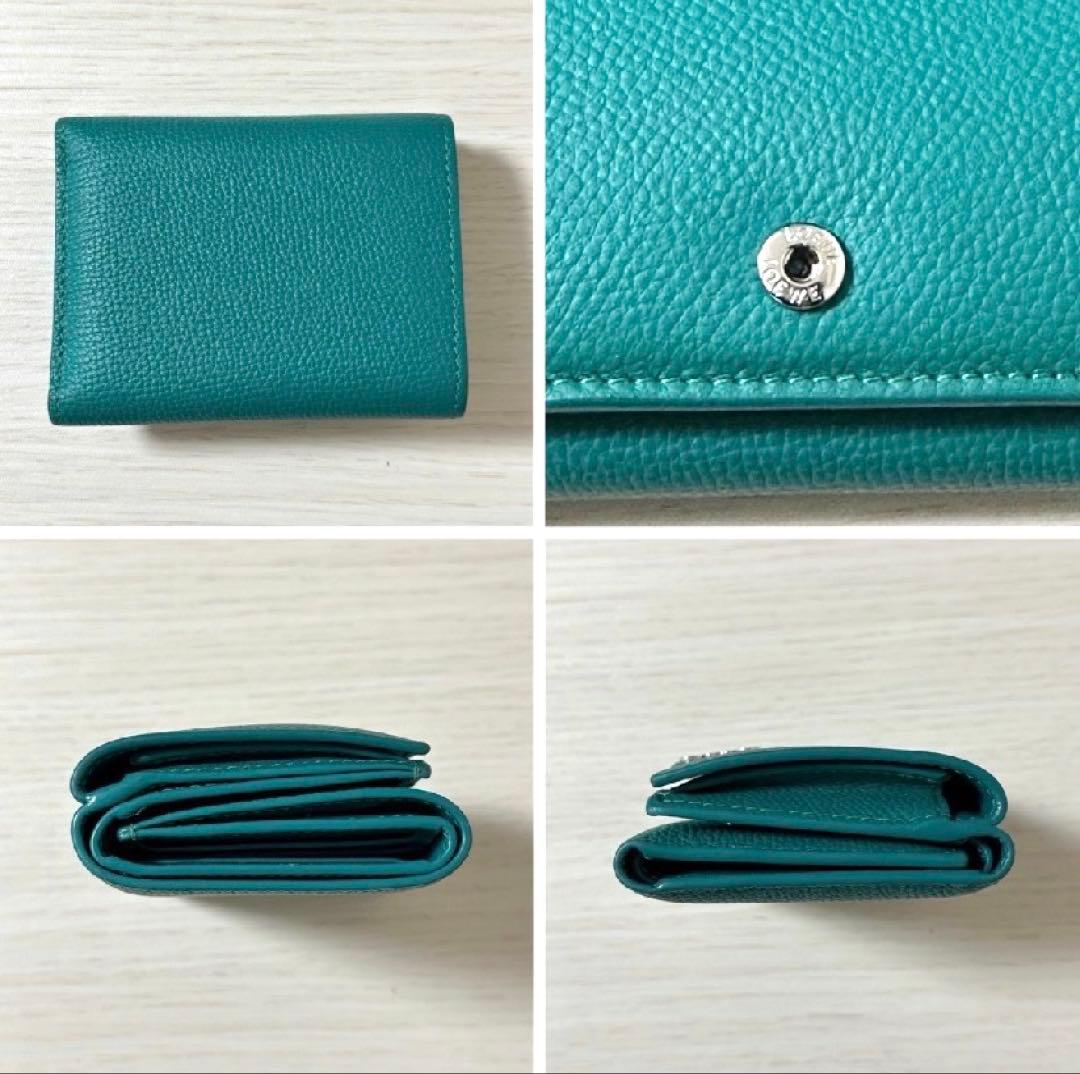 ゆ*こ様 LOEWE トライフォールド 三つ折り財布 エメラルドグリーン