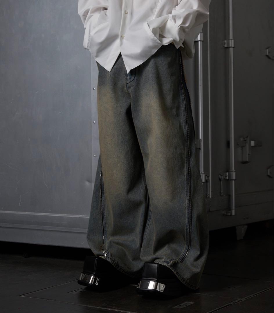 GRANCY】 /ジップデザイン バギーデニム パンツ／M／ブルー - メルカリ