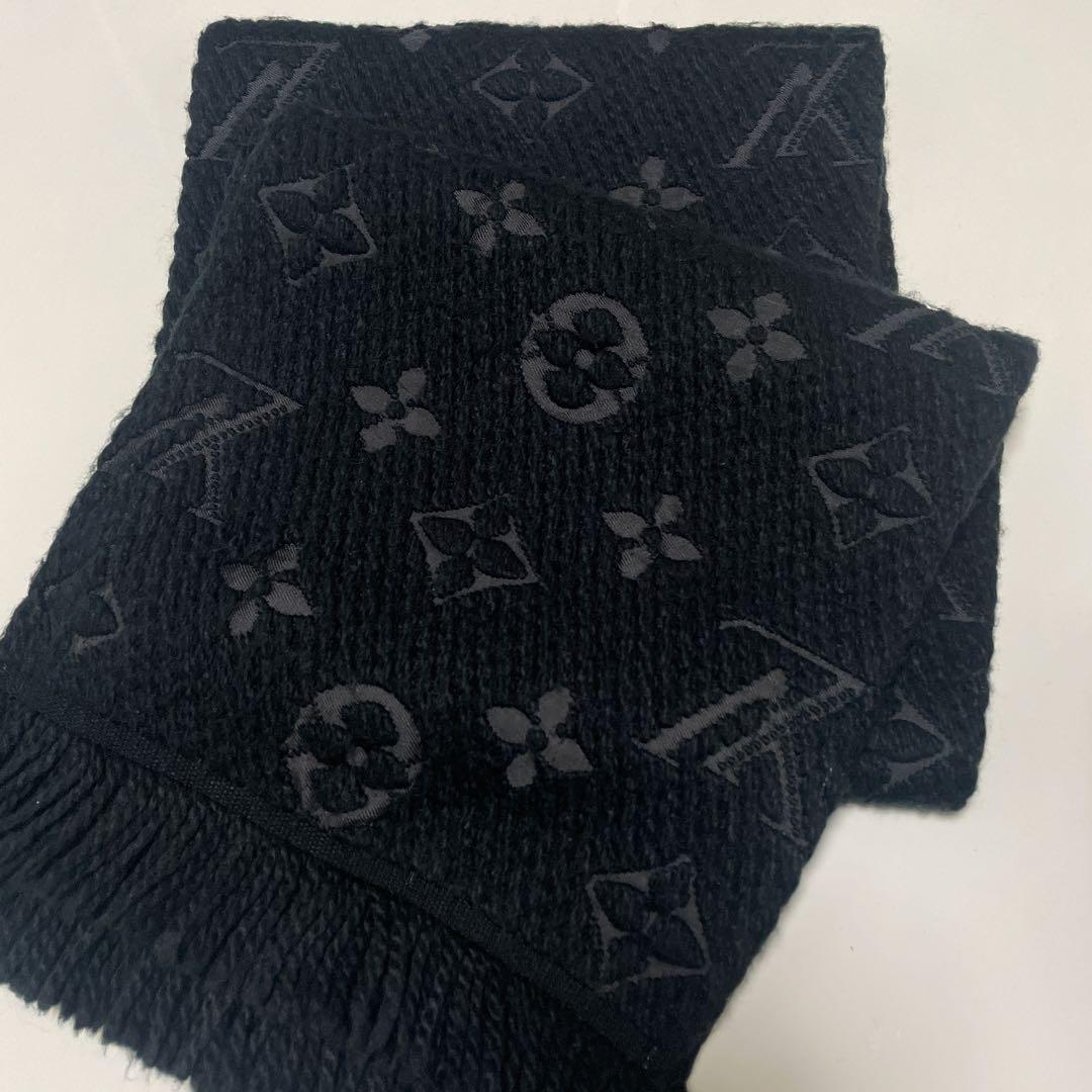 ブラックルイヴィトン エシャルプ ロゴマニア マフラー シルク ウール