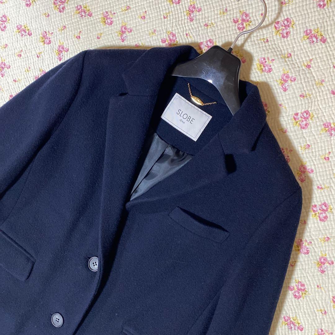 スローブイエナ 40 ロングコート ウール 濃紺 ネイビー DMW ロング