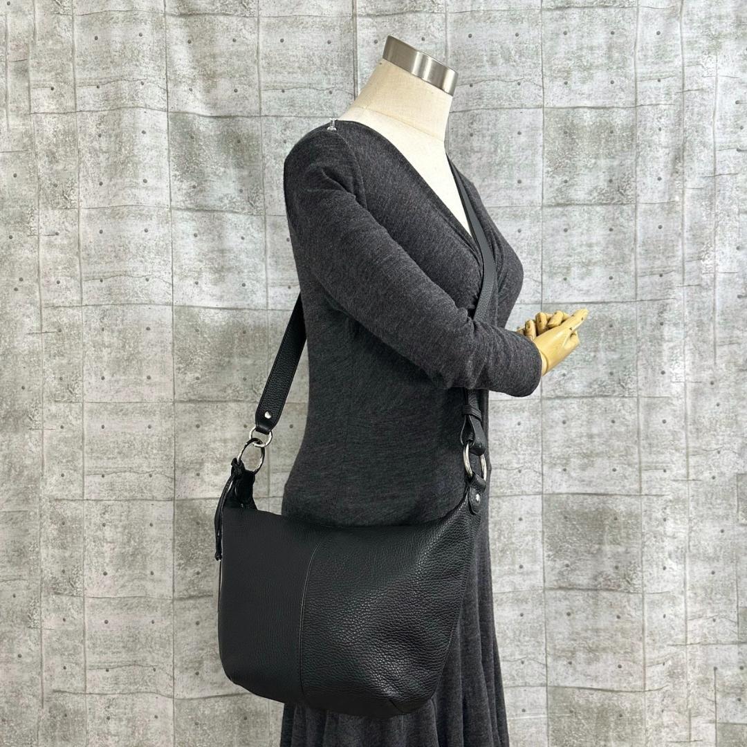 FURLA フルラ シボ革 2way ショルダーバッグ ワンショルダーバッグ 黒