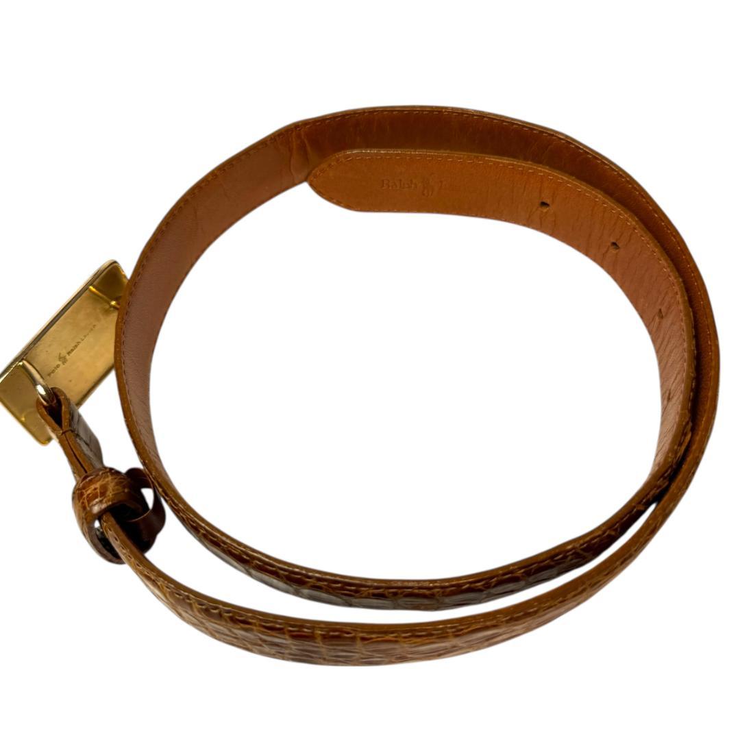 美品 RALPH LAUREN 3283 ベルト レザー クロコ ブラウン 本革 - メルカリ