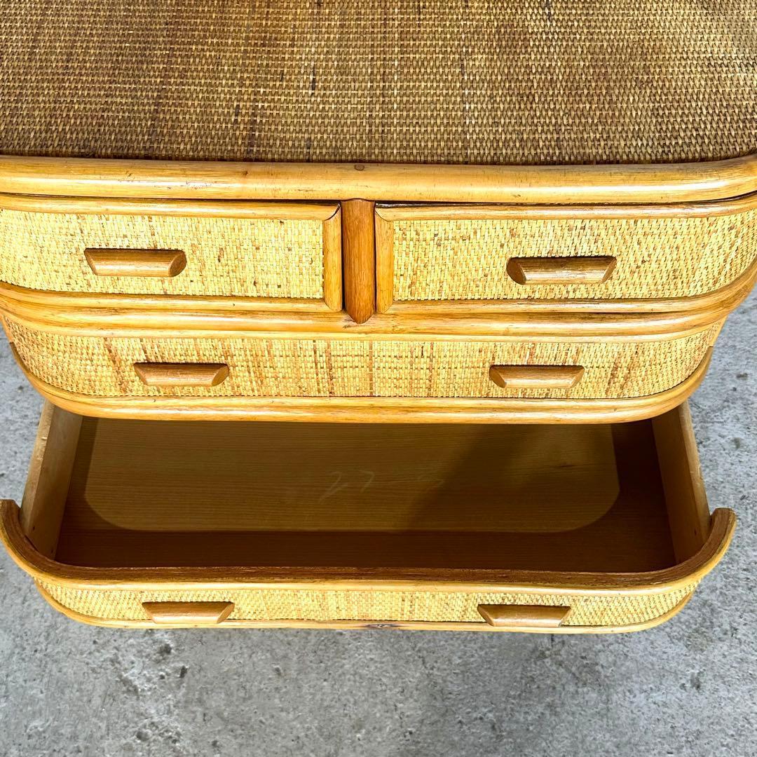 ラタン꧂ 70s〜80s昭和レトロ♢ ラタンチェスト 5段 籐家具 ナチュラル
