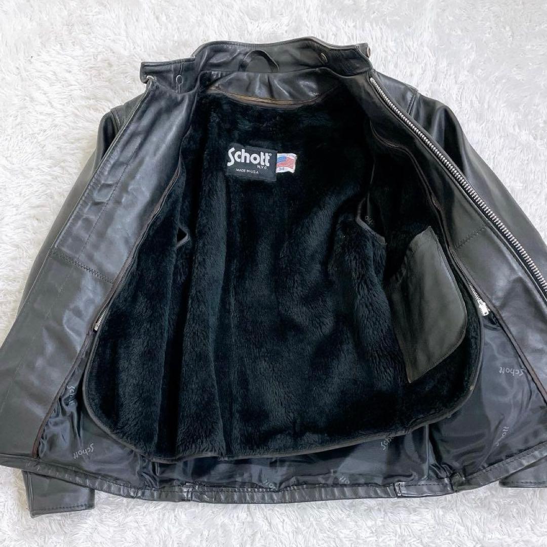 Schott 641 シングルライダース ボアライナー付き USA製 34 黒 - メルカリ