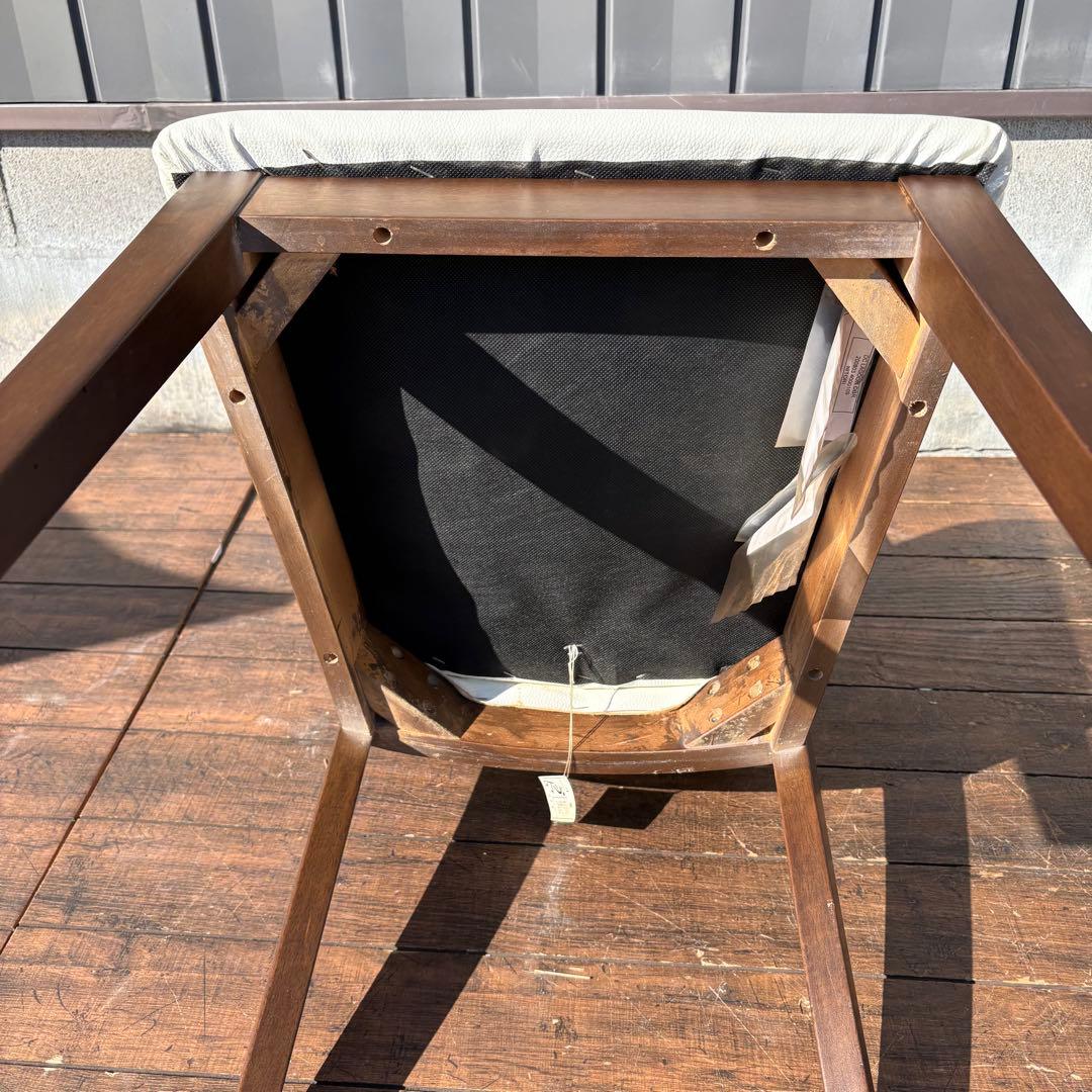 LUKEVI-①ニトリ ダイニングチェア DC LAGOON 合皮ホワイト×ブラウン